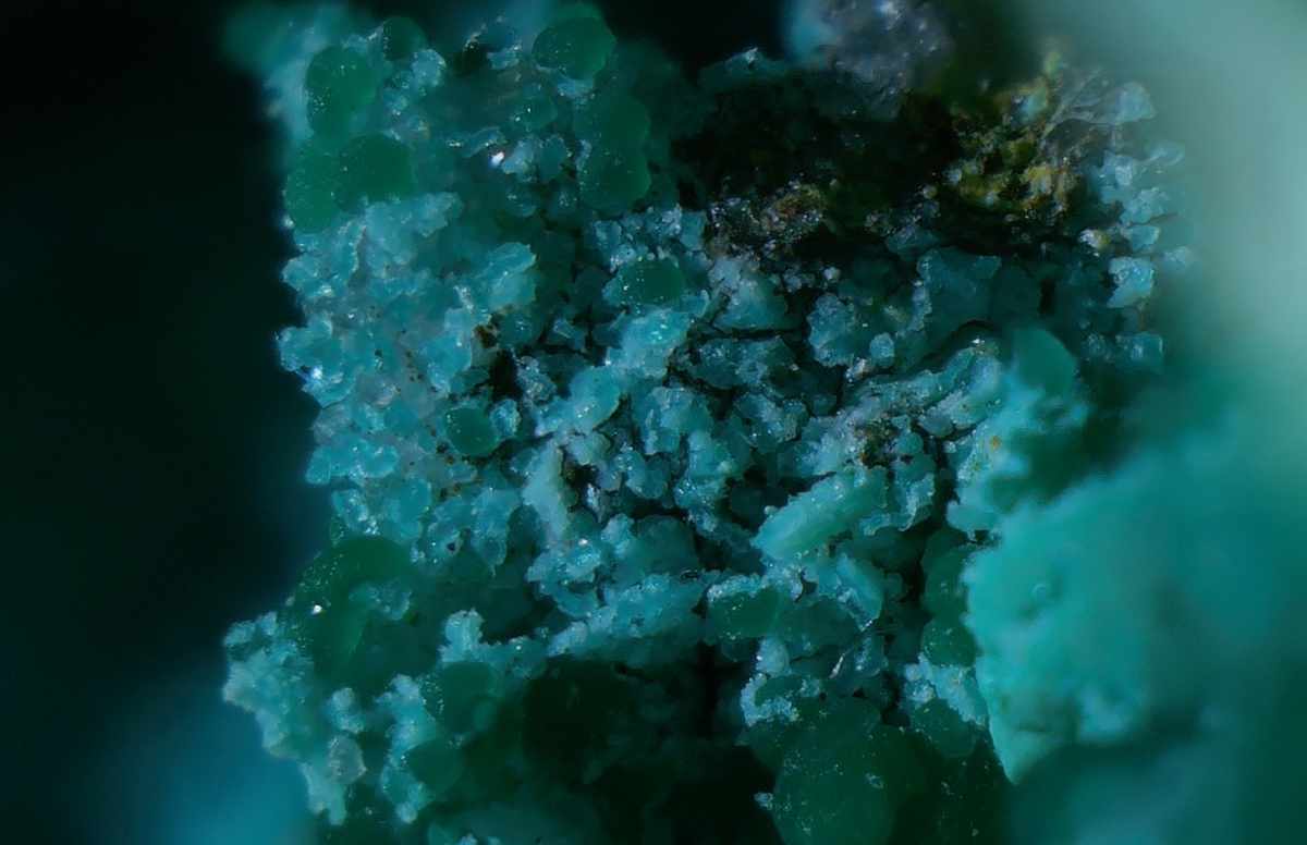 Chrysokoll mit Malachit - Mikroaufnahme